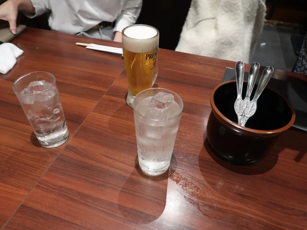 drinks served first in japanese restaurant table
