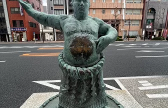 Sumo wrestler statue in Ryogoku Tokyo representing the spirit of sumo culture